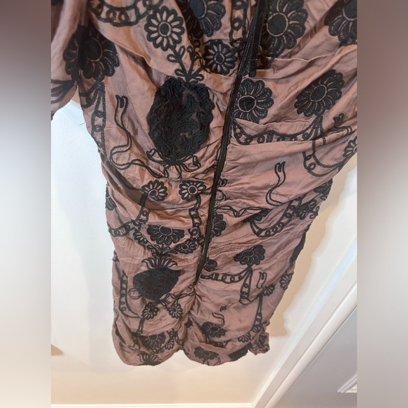 NWT Free People Elegant Black and Mauve Embroidered Floral Dress - Picture 10 of 15
